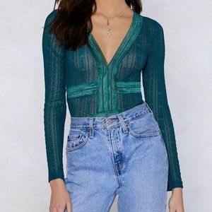 Green lace bodysuit